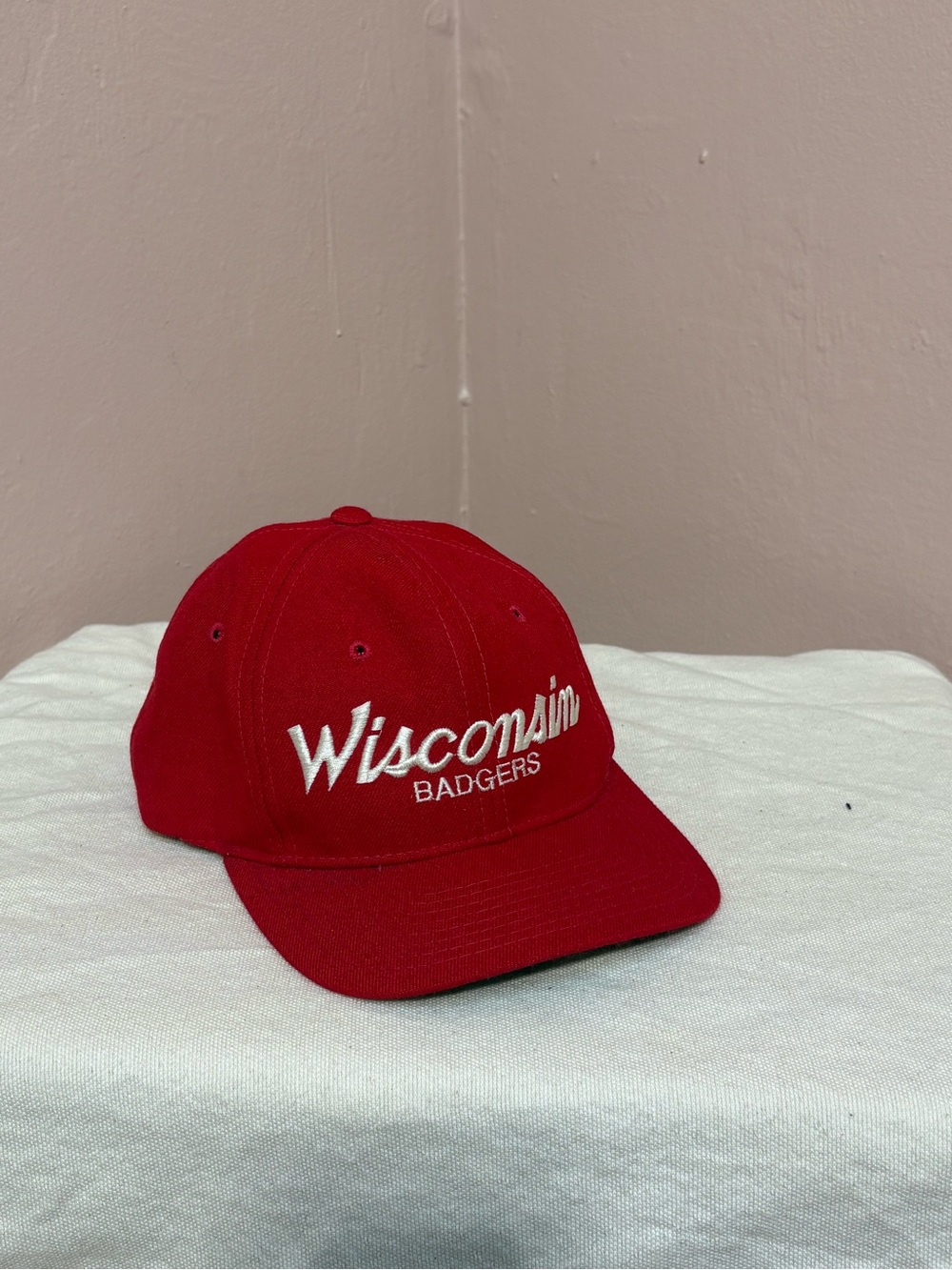 Vintage 90s Wisconsin Badgers Script Snapback Cap Hat Sport Specialties